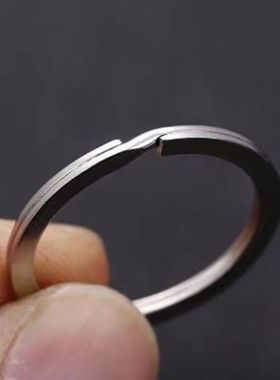 双圈圆环可拆卸钥匙环钥匙圈外径30mm35mm扁圈双环不锈钢黄铜合金