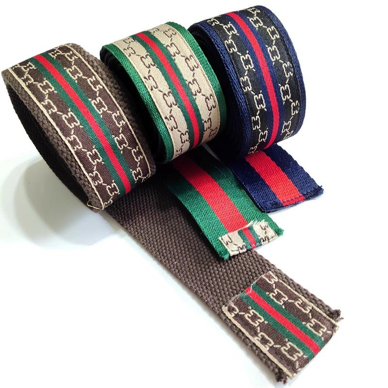 8厘米宽字母标图案绿加红条纹装饰带子加厚涤棉织带