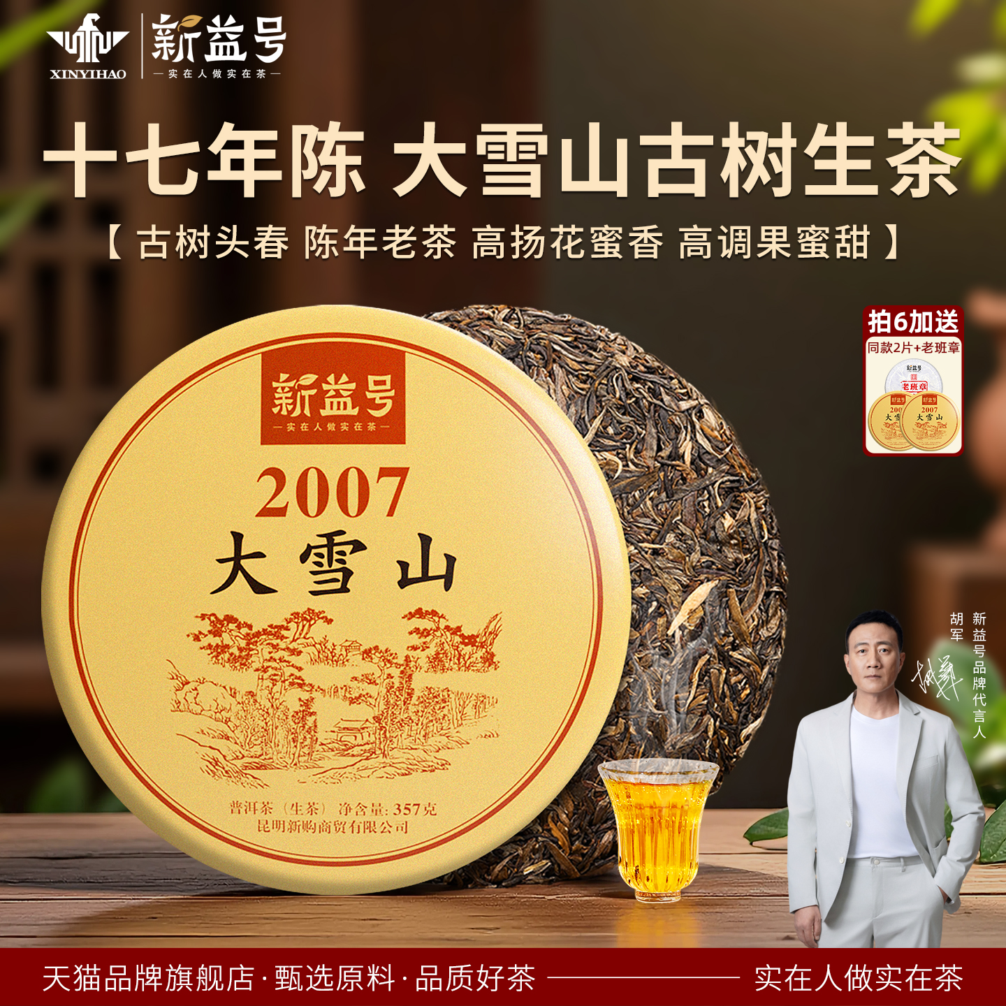 新益号普洱茶生茶十年以上大雪山普洱老生茶云南七子饼茶叶自己喝