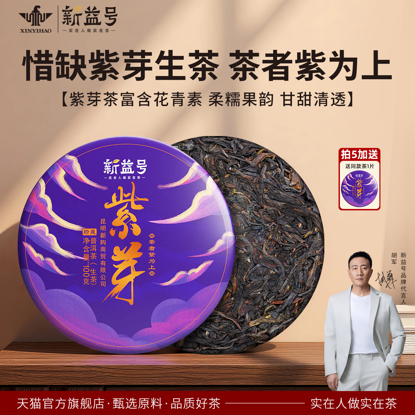 新益号紫芽古树普洱茶生茶叶