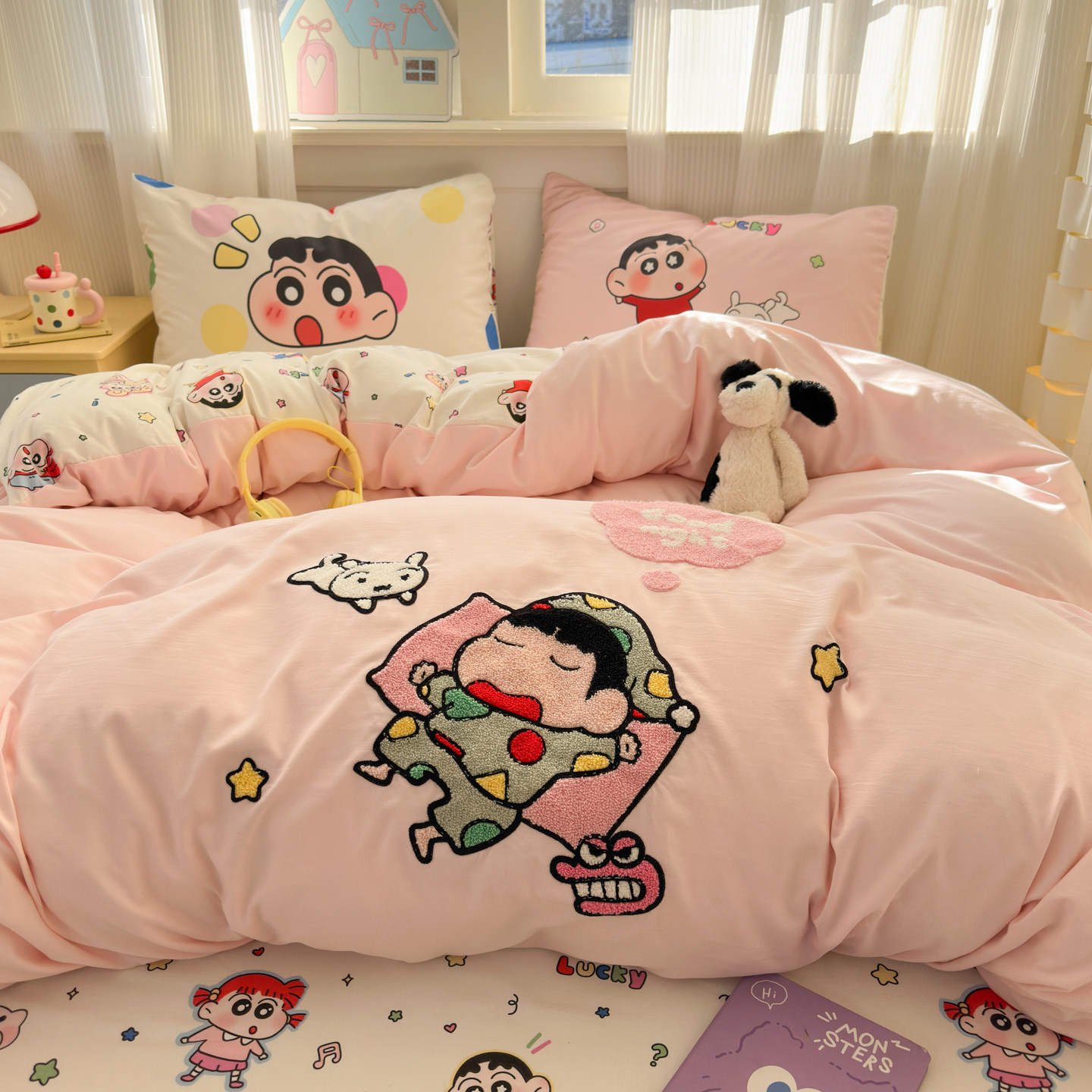 卡通蜡笔小新可爱四件套纯棉床品全棉学生宿舍被套床单儿童三件套,床上用品,床品套件/四件套/多件套,淘宝优惠券,粉丝福利购,淘宝优惠卷