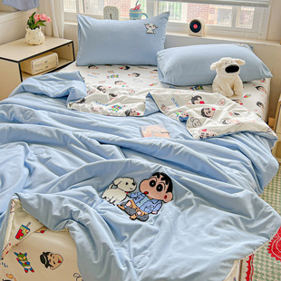 儿童空调被夏凉被四件套夏季 双人薄被子宿舍非纯棉全棉单人学生