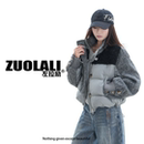 上衣 ZUOLALI 立领拼接短款 拼接外套 羽绒服外套 左拉励