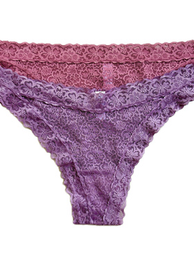 Afrodita原单女式半包臀V字三角丁字裤性感提花蕾丝微透视纯棉裆