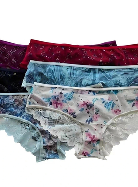 ADORE  ME原单女式性感印花网纱碎花蕾丝花边透视提花镂空三角裤