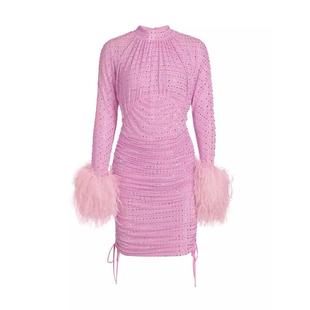 时尚 舒适连衣裙女式 Self 粉色长袖 紧身束腰气质 Portrait 正品