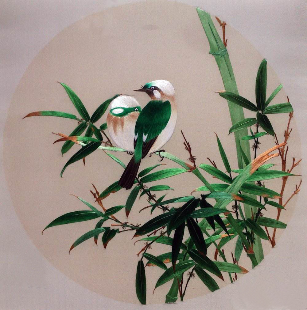 [包邮]苏绣刺绣diy套件初学  竹子小鸟 针迹扫描图 手工刺绣装饰