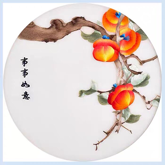 苏绣刺绣diy套件初学 事事如意柿子图 手工刺绣自学装饰画材料包