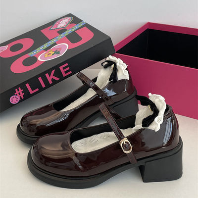2025新款秋季法式复古玛丽珍鞋女高跟鞋圆头粗跟单鞋配裙子小皮鞋