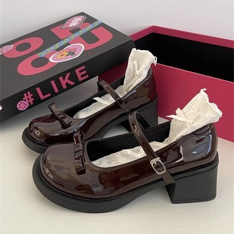 2025新款春季休闲漆皮圆头百搭日系jk学院风配裙子玛丽珍小皮鞋女