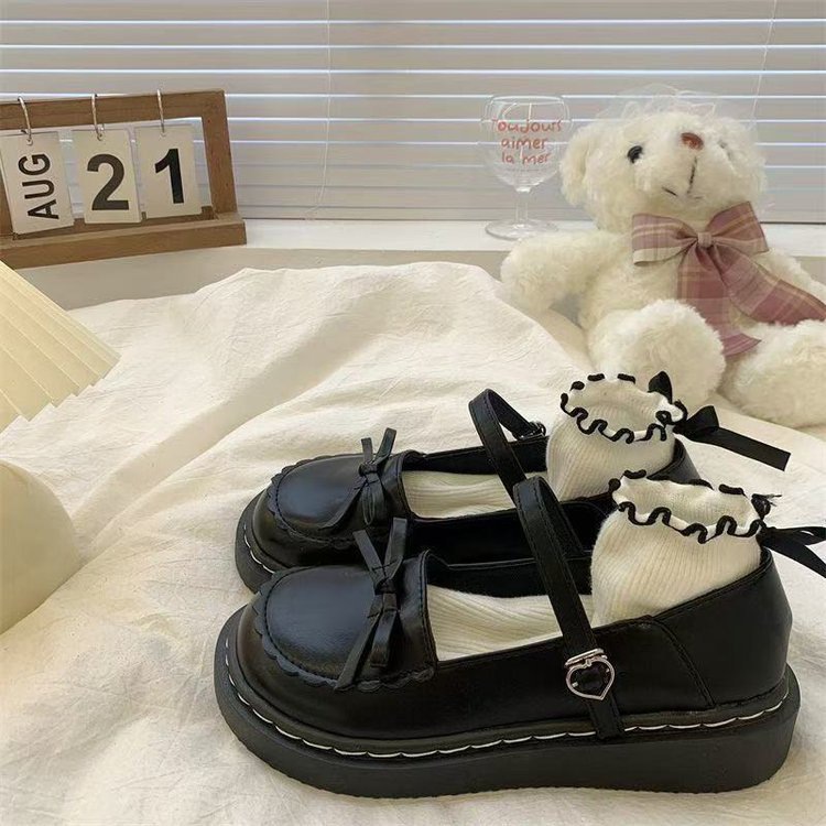 黑色平底小皮鞋女2025春秋季新款学生百搭洛丽塔日系jk玛丽珍单鞋