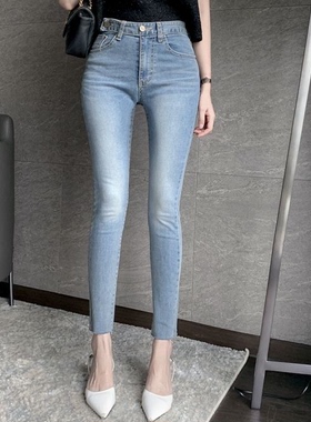 韩国代购secondesecon经典时尚小脚牛仔裤女紧身铅笔裤显瘦长裤秋