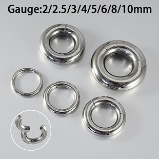 钛钢圆形闭合耳廓大耳洞饰品圆圈耳环 耳洞扩大耳扩耳挂 鼻环PA环