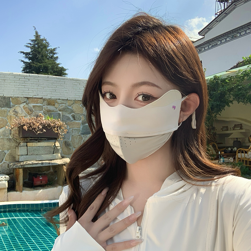 防晒口罩户外透气护眼角面罩女修饰脸型冰丝面纱遮阳遮脸防紫外线