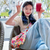 章若楠同款 碎花帆布包2025春新款 韩国ins单肩包韩系慵懒风斜挎包