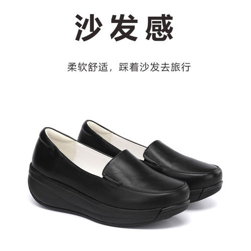 真皮女鞋厚底羊皮单鞋舒适软底