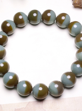 和田玉且末油润聚宝盆圆珠手串