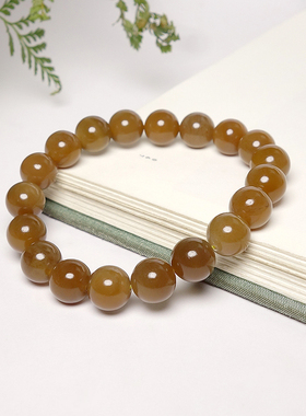 新疆和田玉且末红糖玉圆珠手串