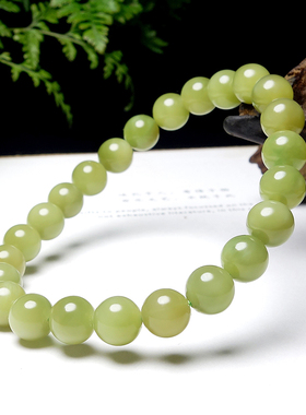 和田玉碧玉油润圆珠手串女款