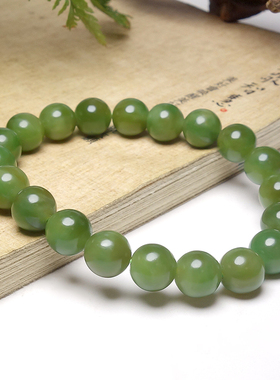 新疆和田玉且末糖玉碧玉圆珠手串
