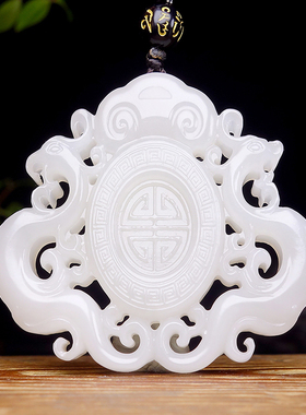 新疆大师李林霏精品和田玉仿古龙凤呈祥挂件男女款吊坠重39.01克