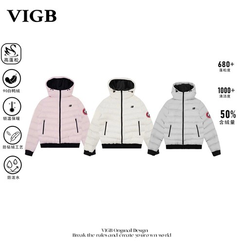 VIGB美式加厚白鸭绒羽绒服外套