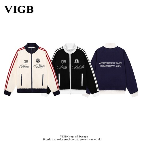 VIGB原创复古条纹刺绣开衫外套