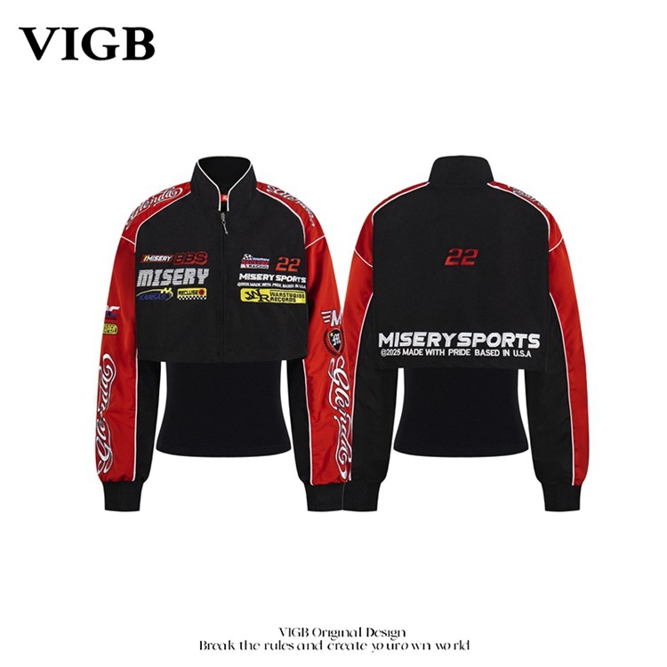 VIGB 原创国潮美式两件套棒球服外套女新款牌痞帅赛车服短款夹克