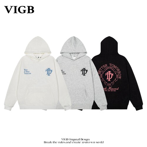 VIGB原创重磅字母刺绣连帽卫衣