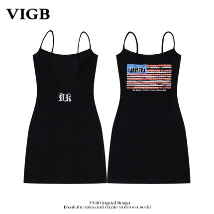 VIGB 原创国潮美式复古设计性感辣妹修身吊带背心女设计感无袖T恤