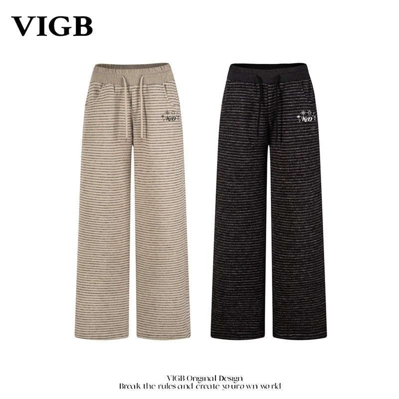VIGB 原创国潮休闲条纹休闲卫裤春季宽松时尚直筒阔腿运动长裤潮,男装,休闲裤,淘宝优惠券,粉丝福利购,淘宝优惠卷