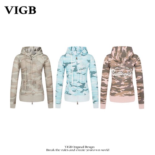 VIGB原创复古迷彩修身卫衣开衫