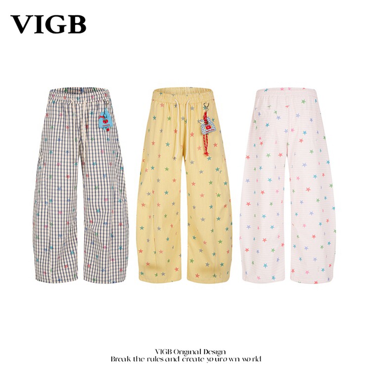 VIGB原创复古多巴胺条纹直筒裤
