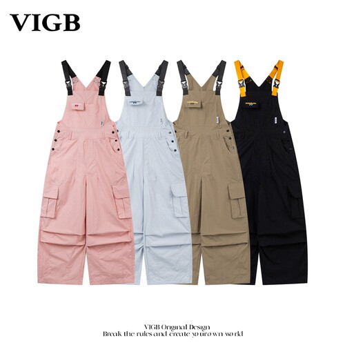 VIGB原创复古减龄直筒背带裤