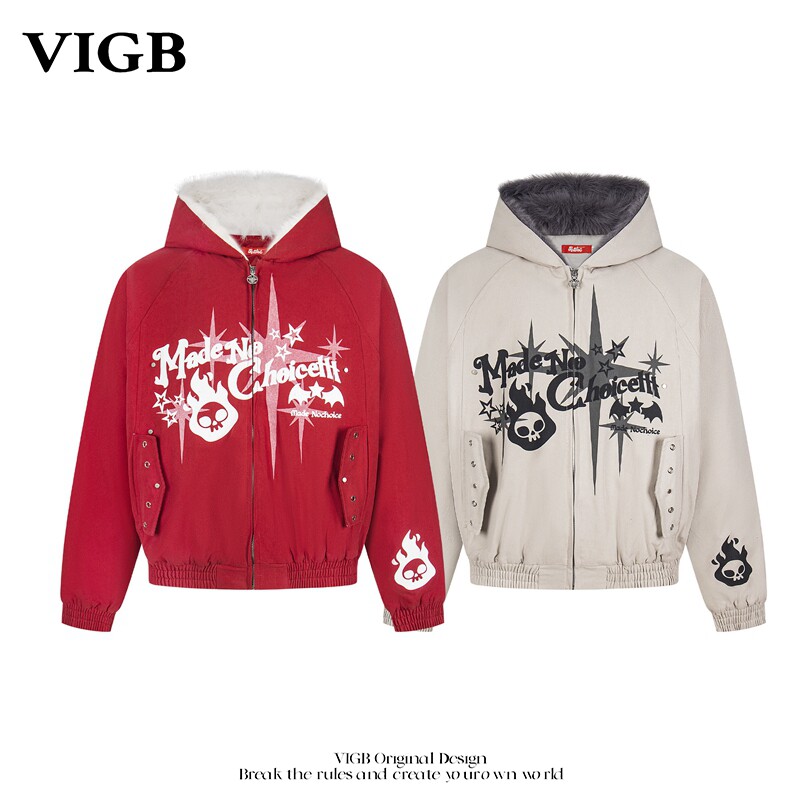 VIGB国潮高街保暖连帽棉衣外套