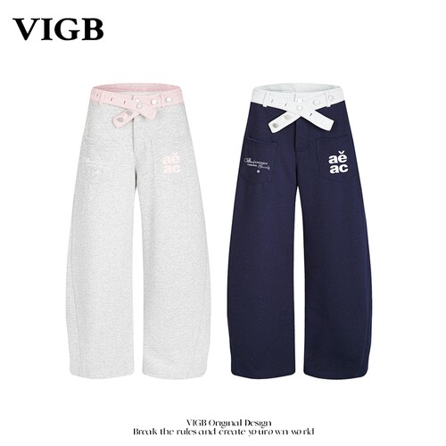 VIGB原创复古字母拼接撞色卫裤