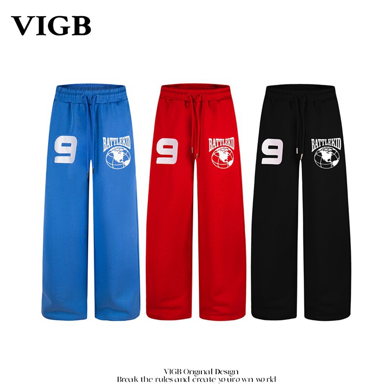 VIGB 原创国潮美式复古字母休闲长裤男女春季慵懒氛围感百搭卫裤