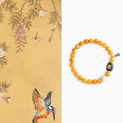 天然蜜蜡手串女手工串珠沉香绿松