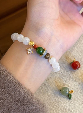 白玉手串女新中式天然和田玉手串