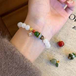 Shang原创设计天泰白玉手串女新中式 天然和田玉手串圣诞礼物送礼