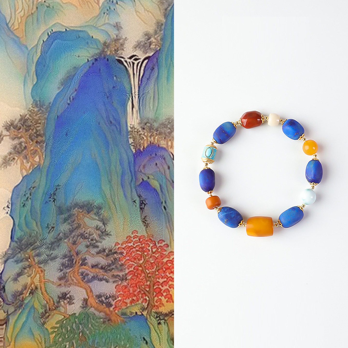 Shang·原创「云霓」新中式国风天然青金石老蜜蜡多宝手串女礼物,饰品/流行首饰/时尚饰品新,手饰/手串,淘宝优惠券,粉丝福利购,淘宝优惠卷