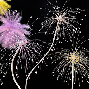 结婚婚房氛围感布置孔雀草立柱路引多巴芦苇烟花晨袍拍照背景装饰