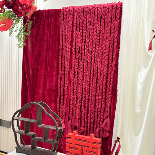 麻花辫婚庆氛围道具布幔丝带装饰