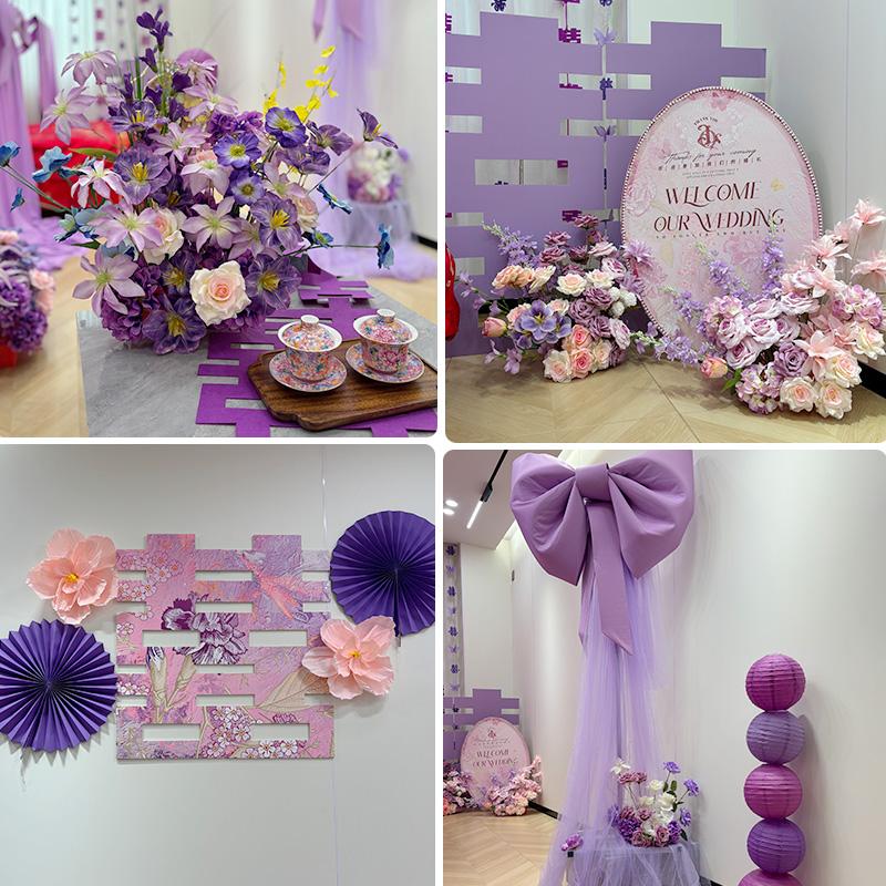 中式竹挂布条幅结婚婚房装饰