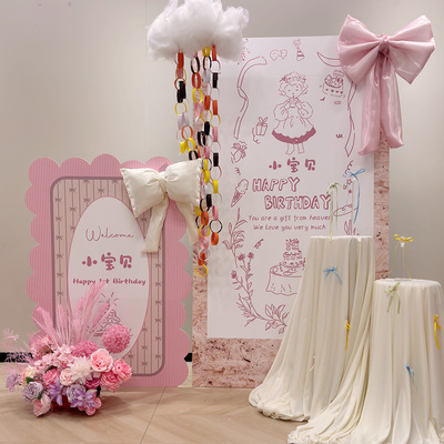 生日布置场景背景墙装饰周岁儿童