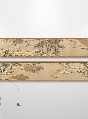 雪渔图宋代山水画捕鱼雪景画新中式客厅装饰画背景墙挂画古风壁画