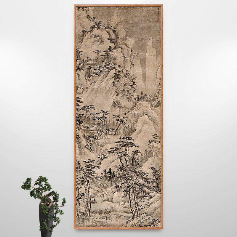 雪山旅行图戴进国画山水画新中式装饰画走廊过道竖版挂画仿古壁画