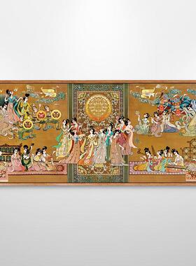 仕女图挂画古代人物画女人古装美女舞蹈古琴古筝教室装饰画中国风