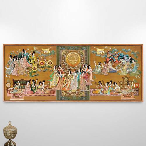 仕女图挂画古代人物画女人古装美女舞蹈古琴古筝教室装饰画中国风