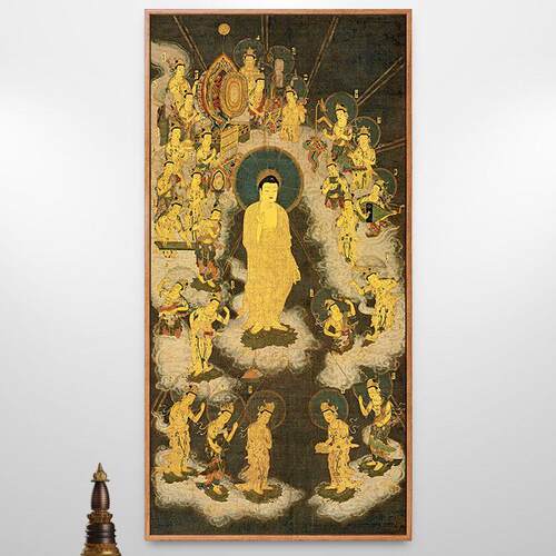 南无阿弥陀佛像挂画供奉佛画像菩萨站像接引图古代佛像佛画仿古画